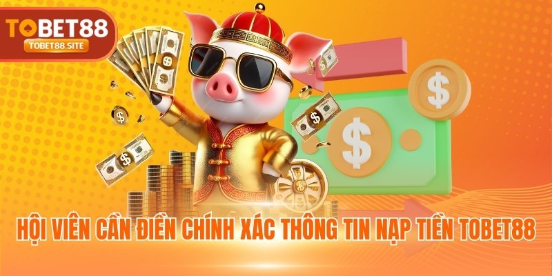 Hội viên cần điền chính xác thông tin nạp tiền TOBET88